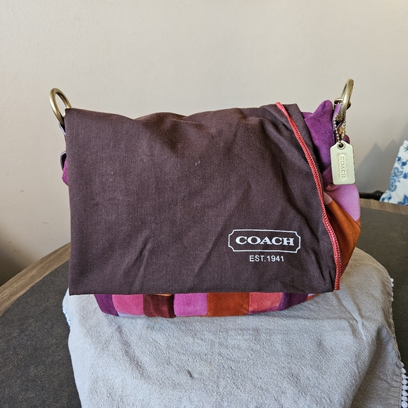 Vintage Coach Mosaic Patchwork Suede Shoulder Hobo Bag - Picture 14 of 17